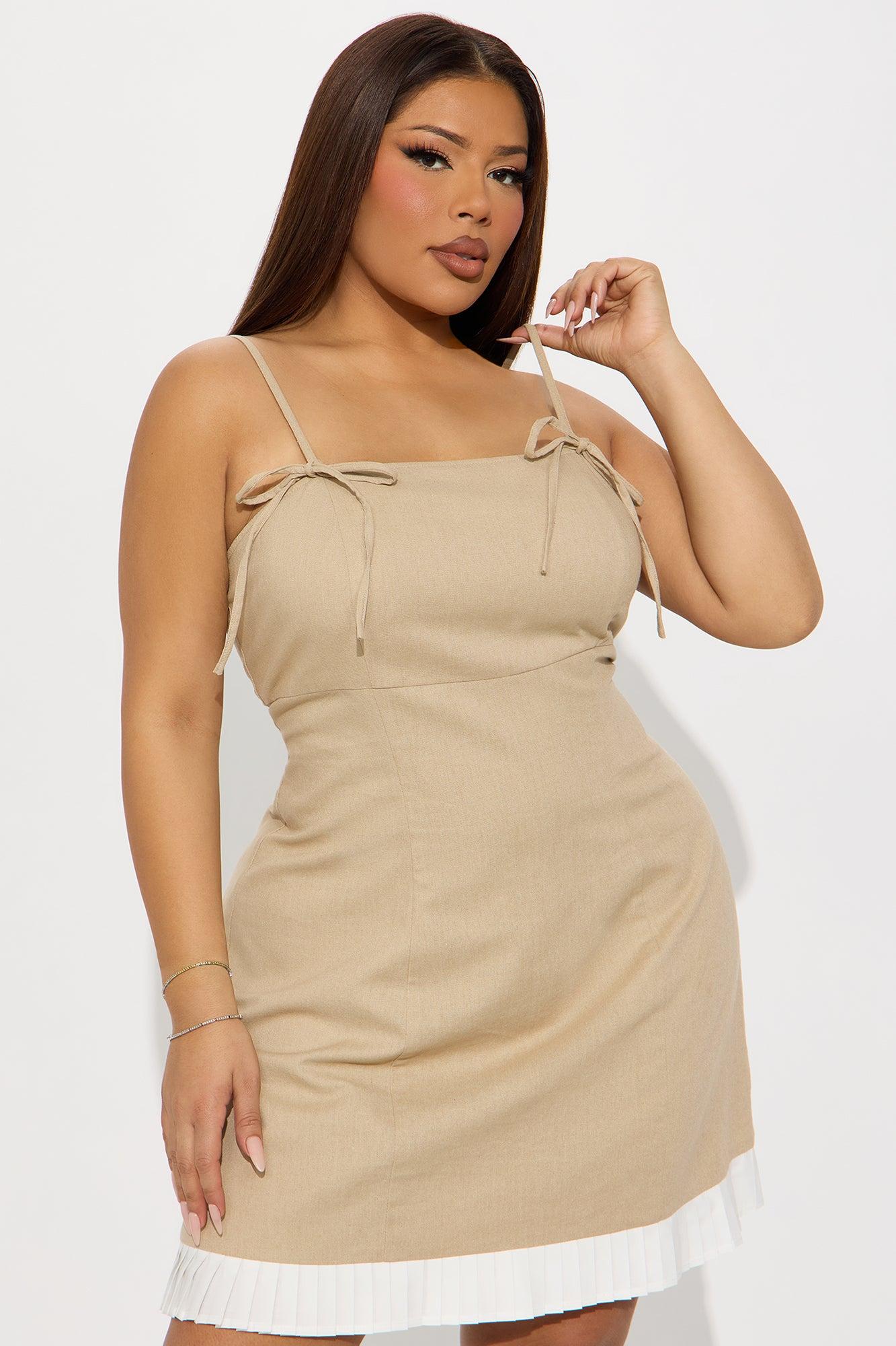 Gabrielle Linen Mini Dress - Taupe Product Image