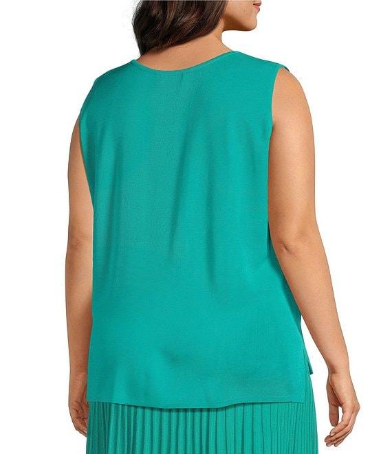 Ming Wang Plus Knit Scoop Neck Sleeveless Tank Product Image
