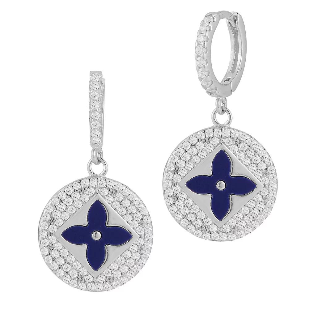 Sunkissed Sterling Gemstone & Cubic Zirconia Clover Earrings, Women's, Silver Tone White Product Image