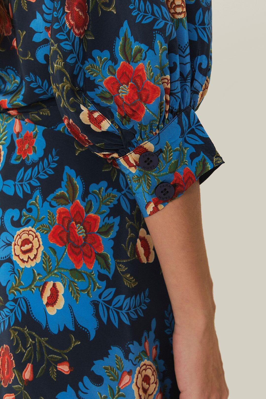 Blue Arabesque Floral Midi Dress Product Image