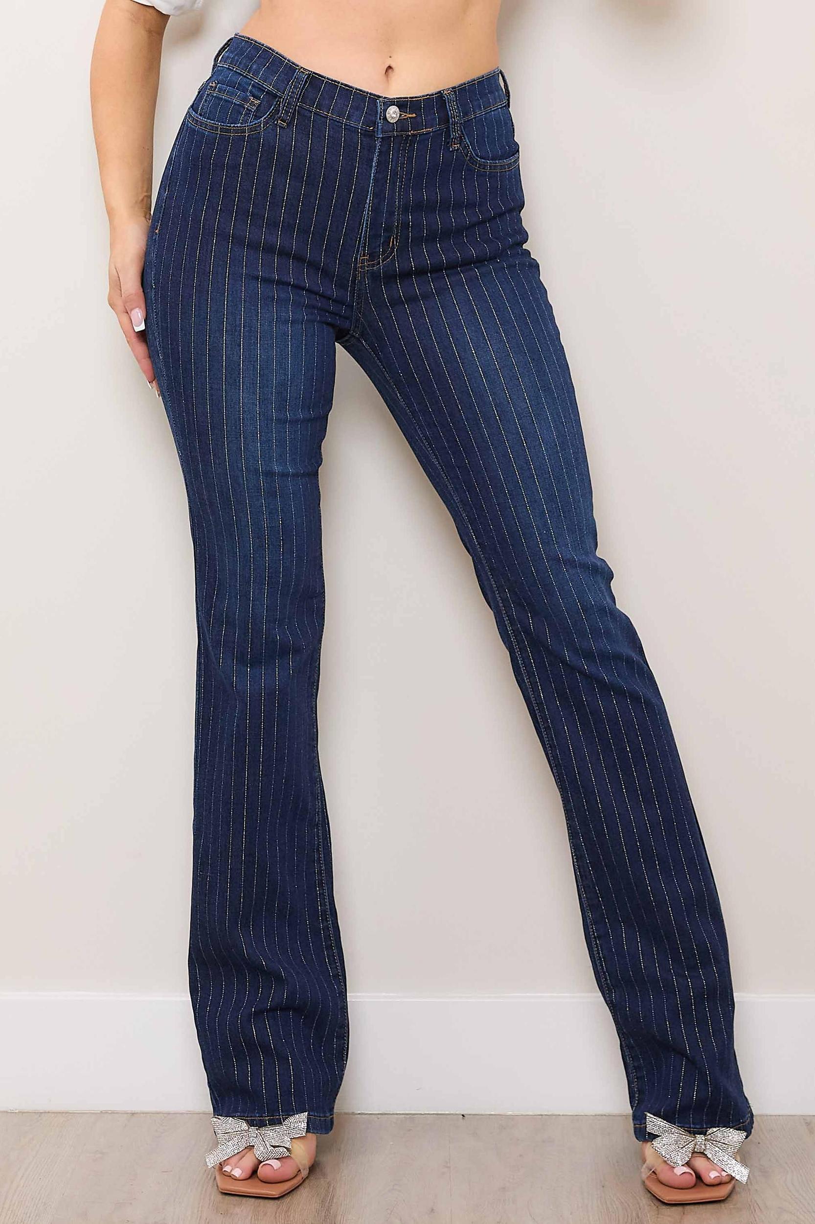 Metallic Stripe Bootcut Pants Product Image