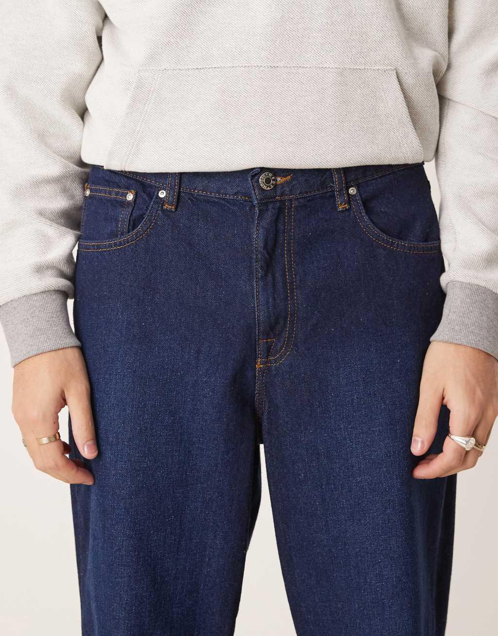 ASOS DESIGN baggy jeans in dark wash blue Product Image
