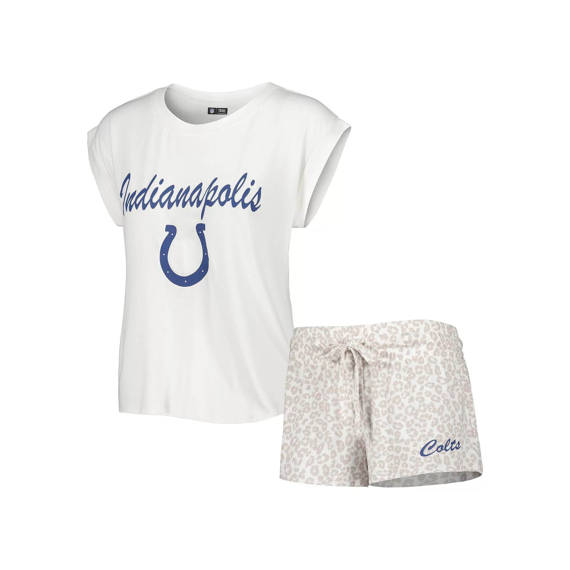 Women's Concepts Sport White/Cream Indianapolis Colts Montana Knit T-Shirt & Shorts Sleep Set,  Product Image