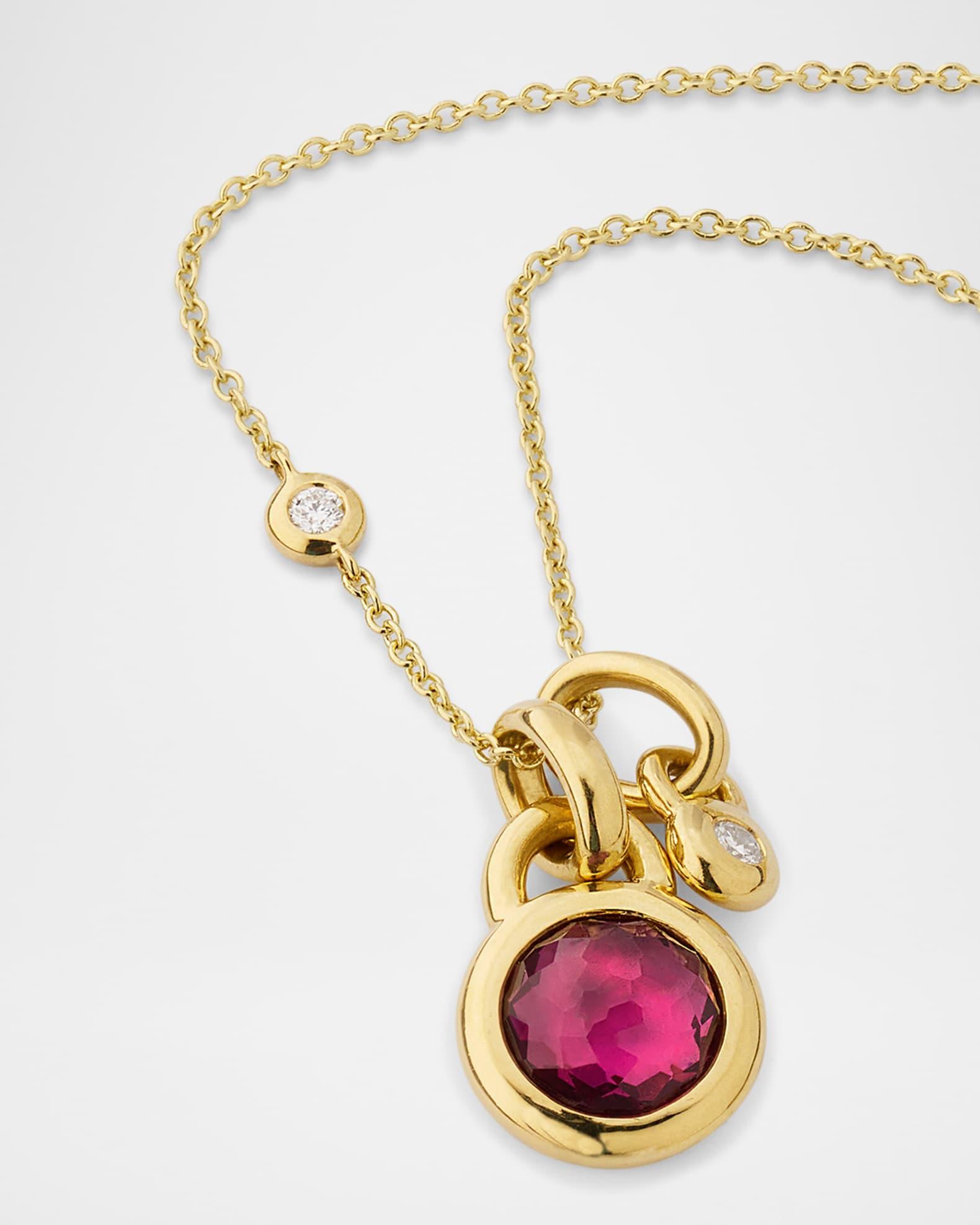 18K Lollipop Round Pendant Necklace with Diamonds, 30"L Product Image