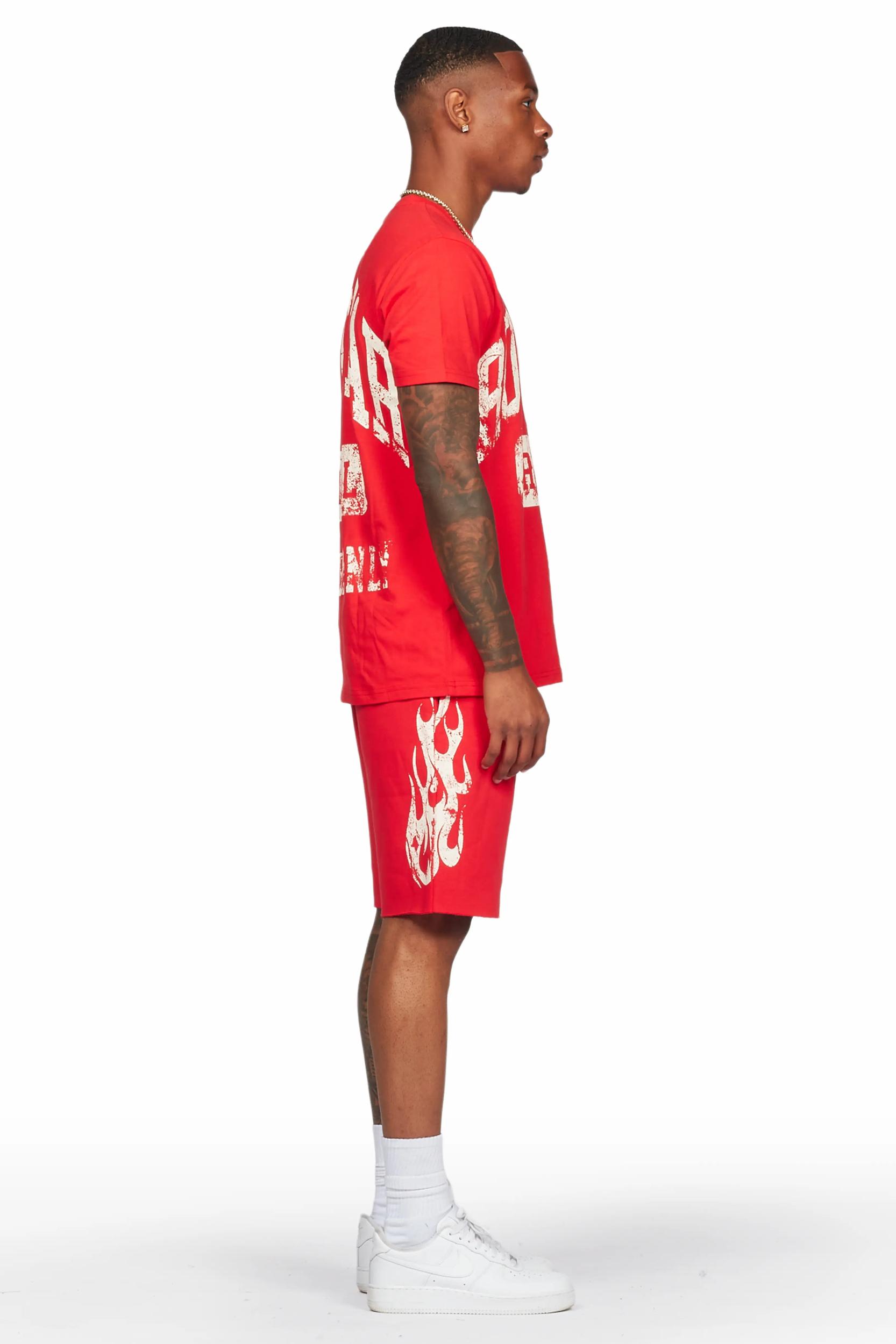 Members Red T-Shirt/Short Set Male Product Image