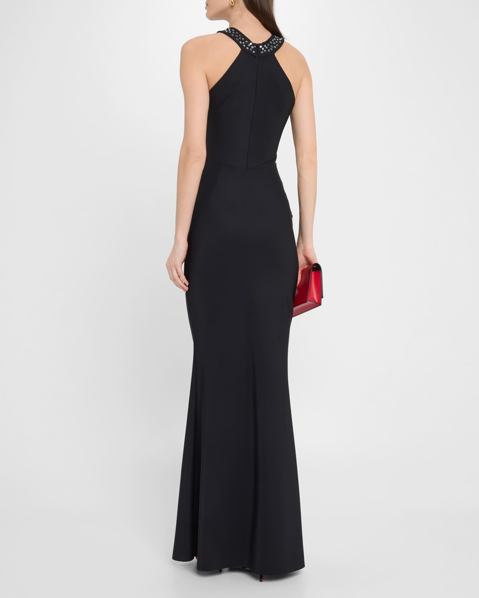 Jewel-Embellished Halter Mermaid Gown Product Image