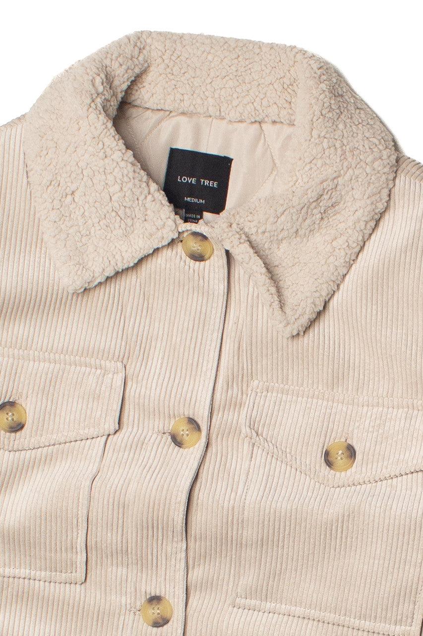 Sherpa Trim Corduroy Shacket Product Image