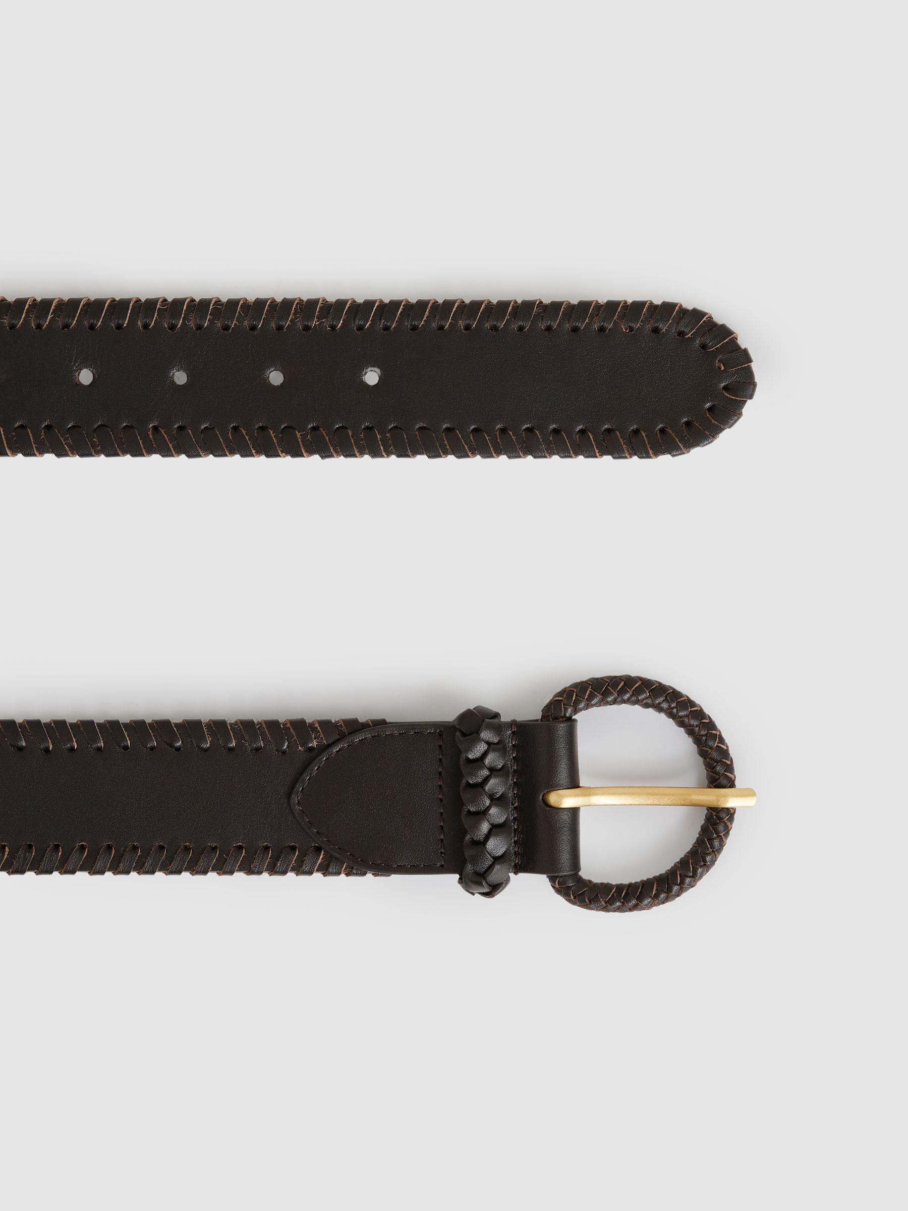 Leather Whipstitch Belt in Chocolate Product Image