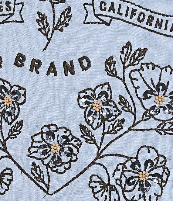 Lucky Brand Crew Neck Short Sleeve Floral Graphic Top Product Image