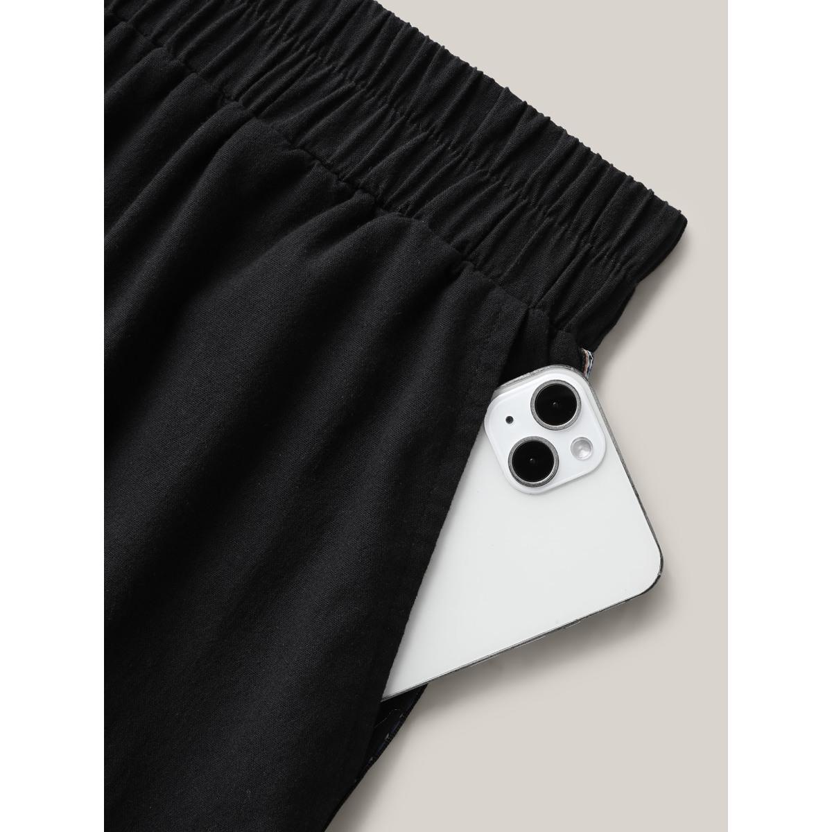 Plus Size Lace Detail Solid Straight-Leg Pants Women Black Resort Straight Leg Mid Rise Vacation Pants BloomChic 22-24/3X Product Image