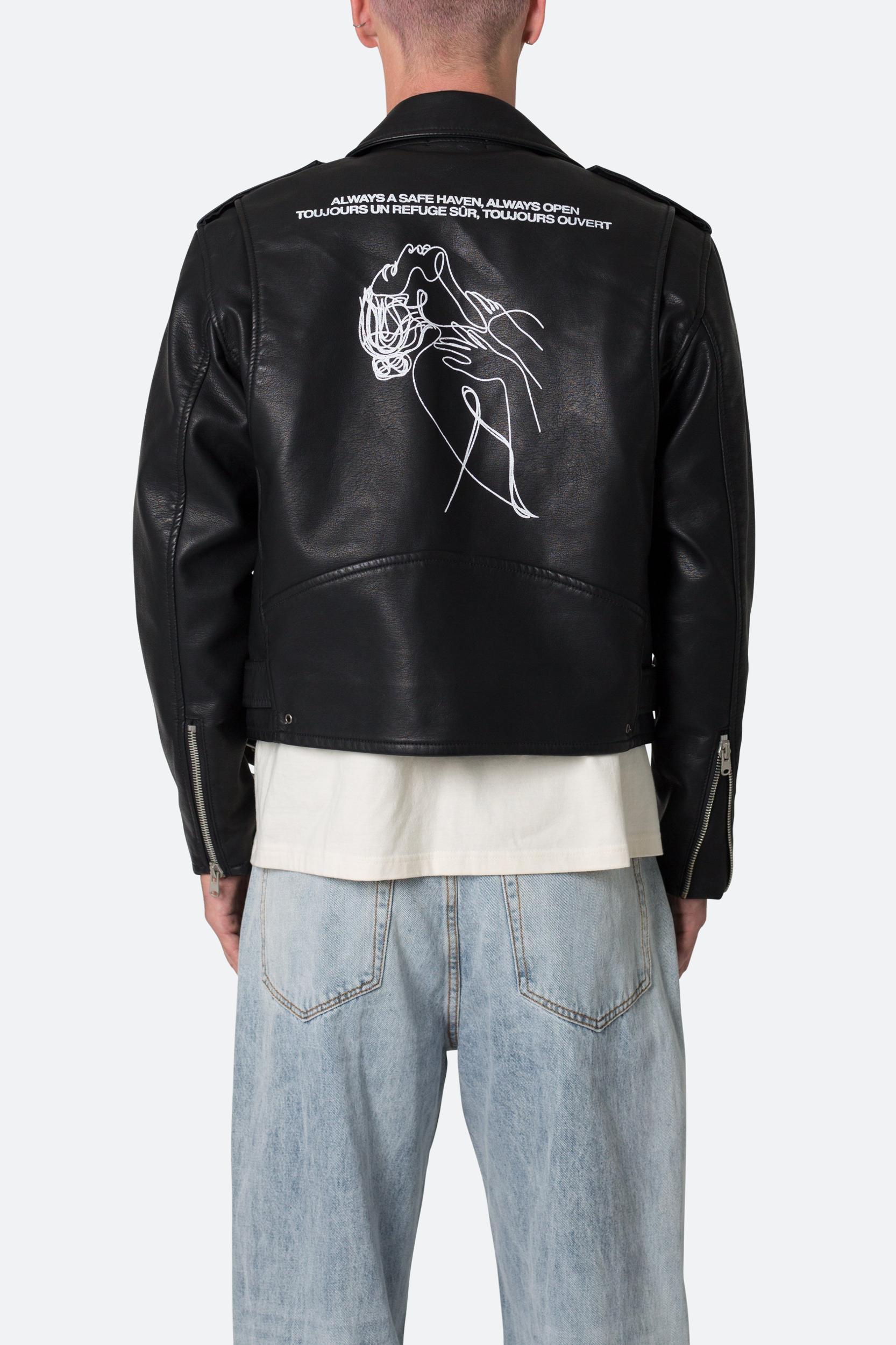 Leather Moto Jacket - Black Product Image