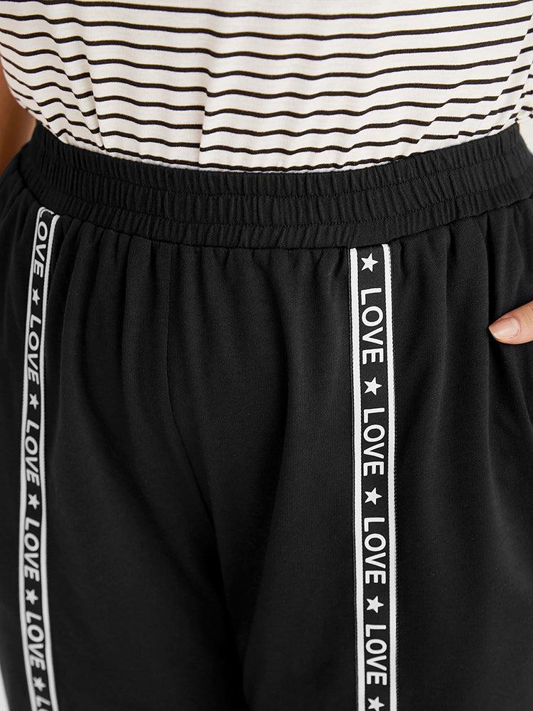 Plain Pocket Contrast Webbing Sweatpants Female Product Image