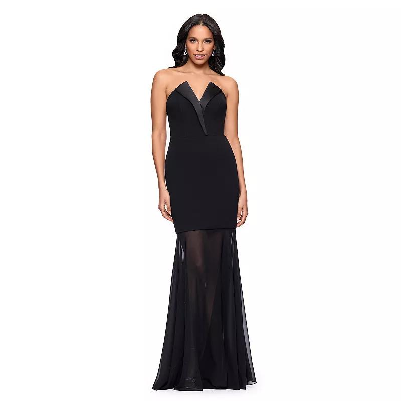 Women's BA Nites Long Tuxedo Chiffon Drop Waist Dress,  Product Image