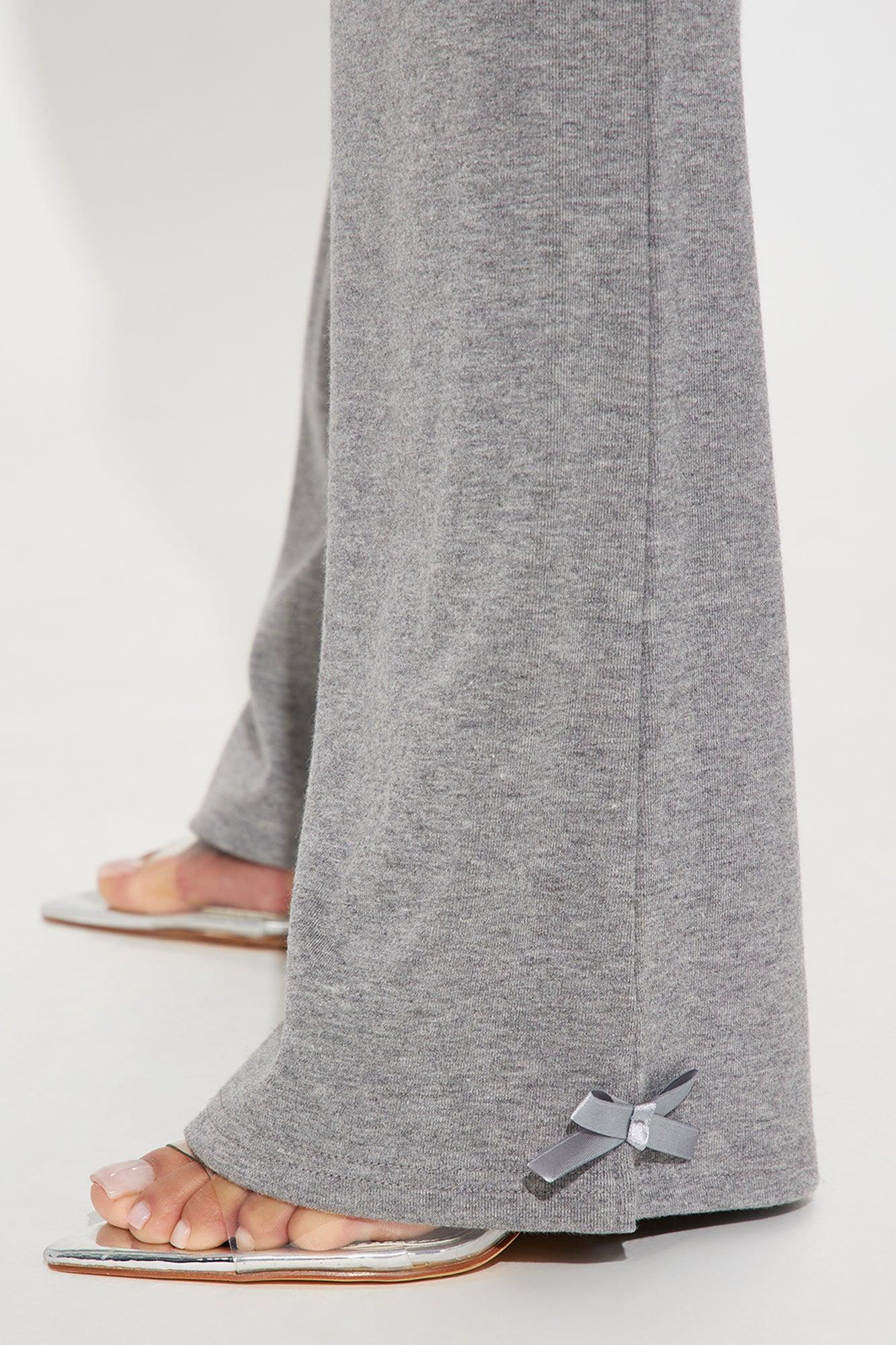 Sweet Bow Moment Pant Set - Grey Product Image