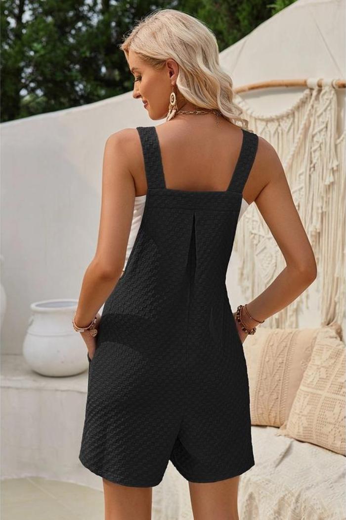 Sleeveless Jacquard Adjustable Strap Romper Product Image