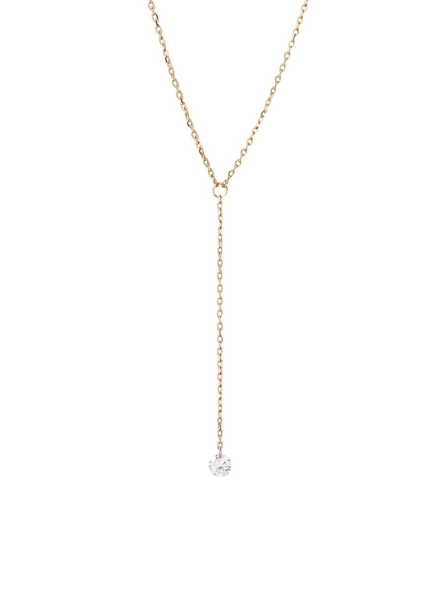 Womens Layla 14K Yellow Gold & 0.07 TCW Lab-Grown Diamond Lariat Necklace Product Image