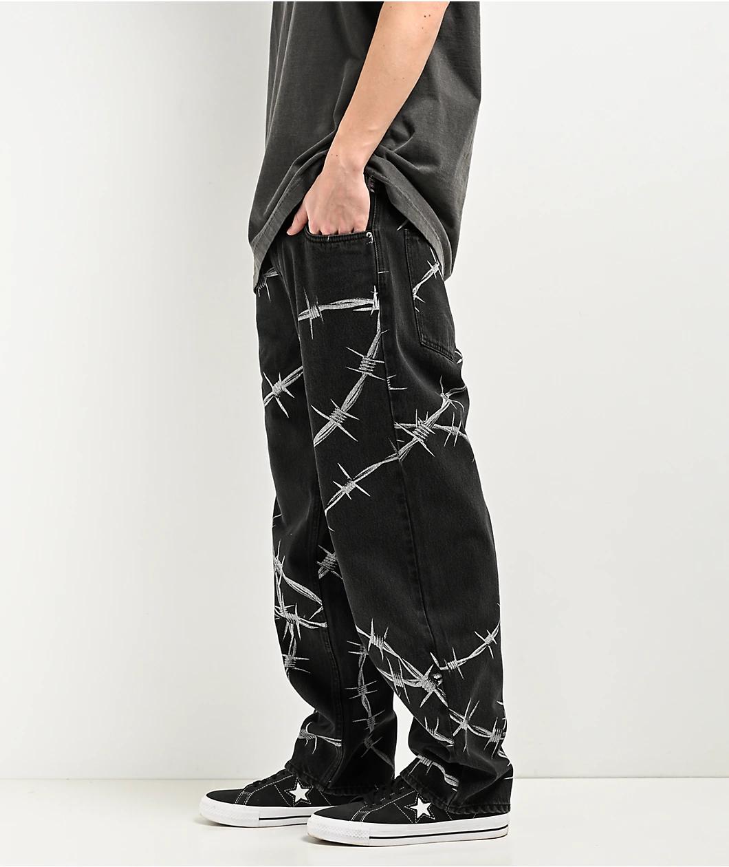 Broken Promises Wired Black Denim Jeans Product Image