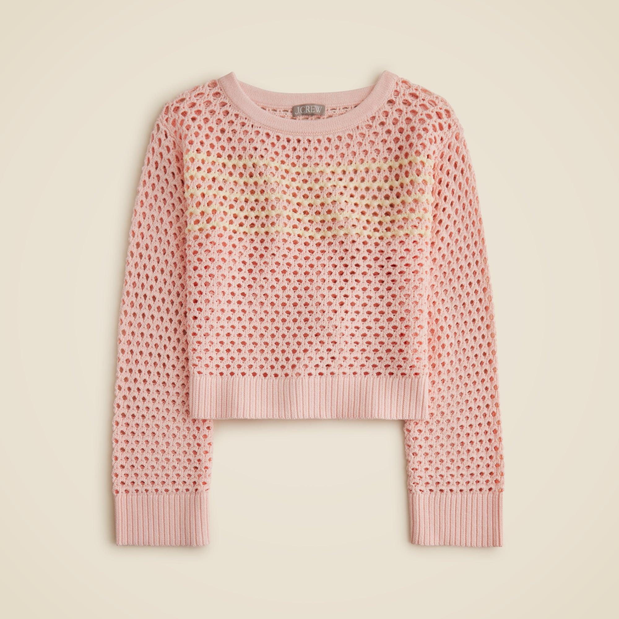Embellished pointelle crewneck sweater Product Image