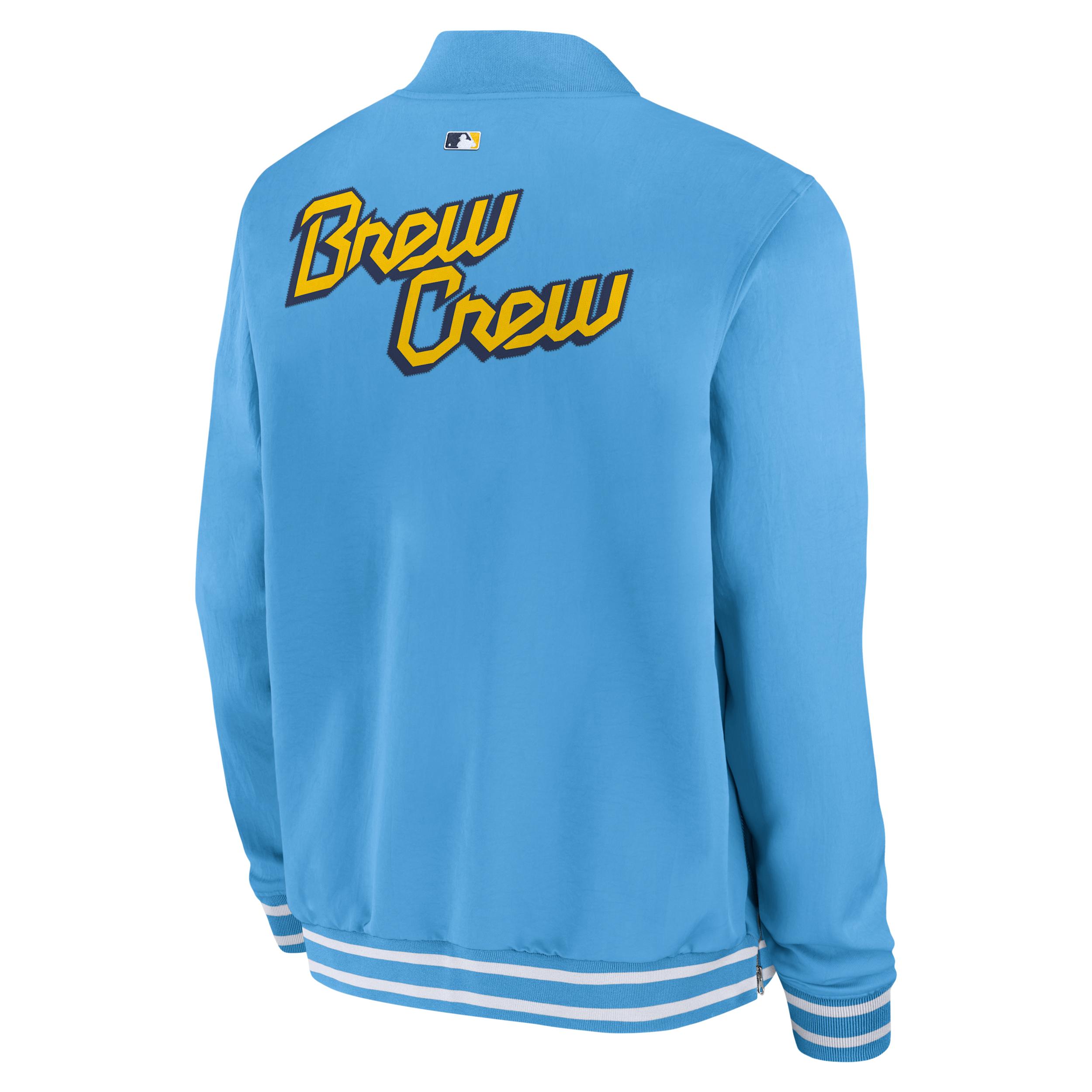 Milwaukee Brewers Authentic Collection City Connect Nike Men's MLB Full-Zip Bomber Jacket Product Image