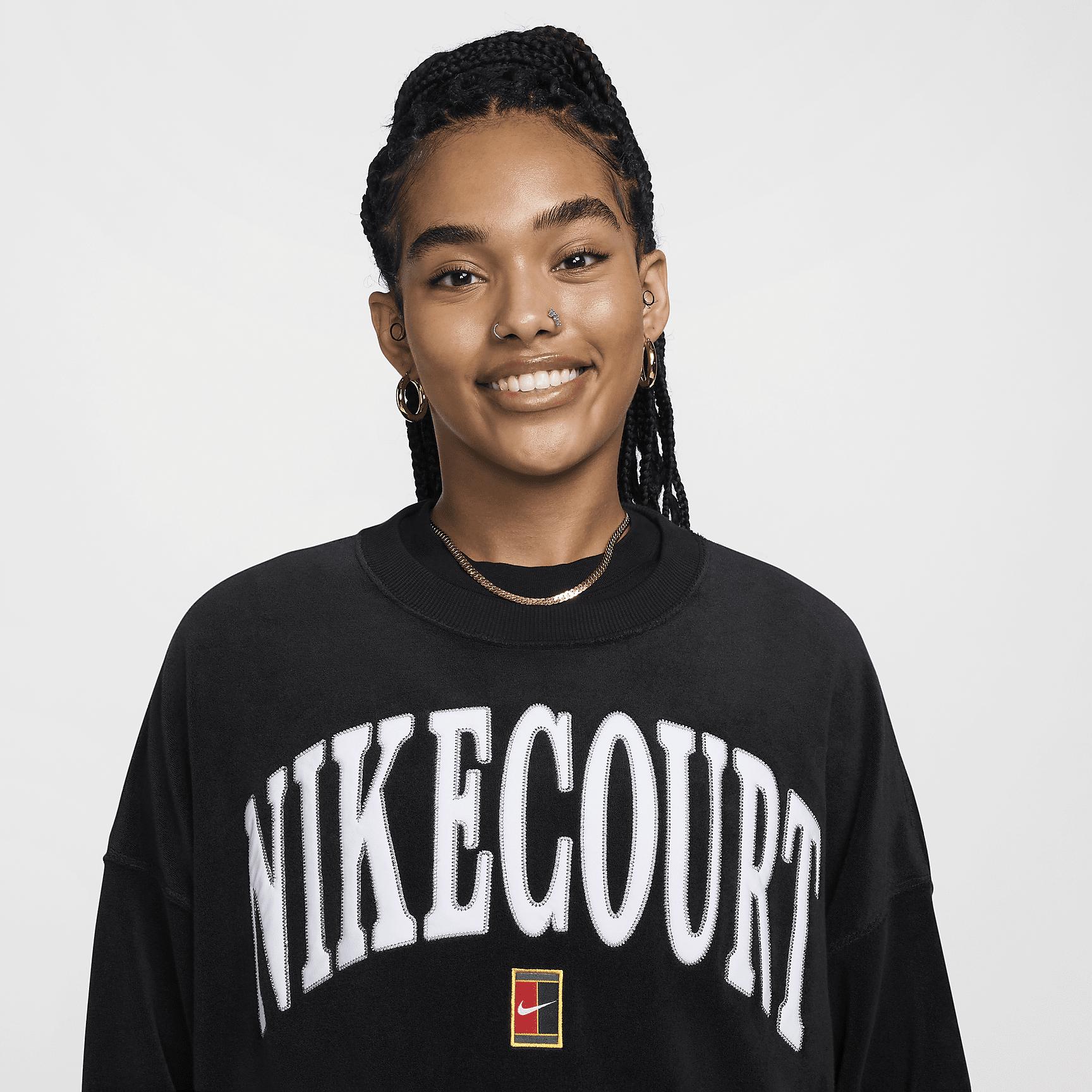 NikeCourt Heritage Women's Over-Oversized Crew-Neck Graphic Tennis Sweatshirt Product Image