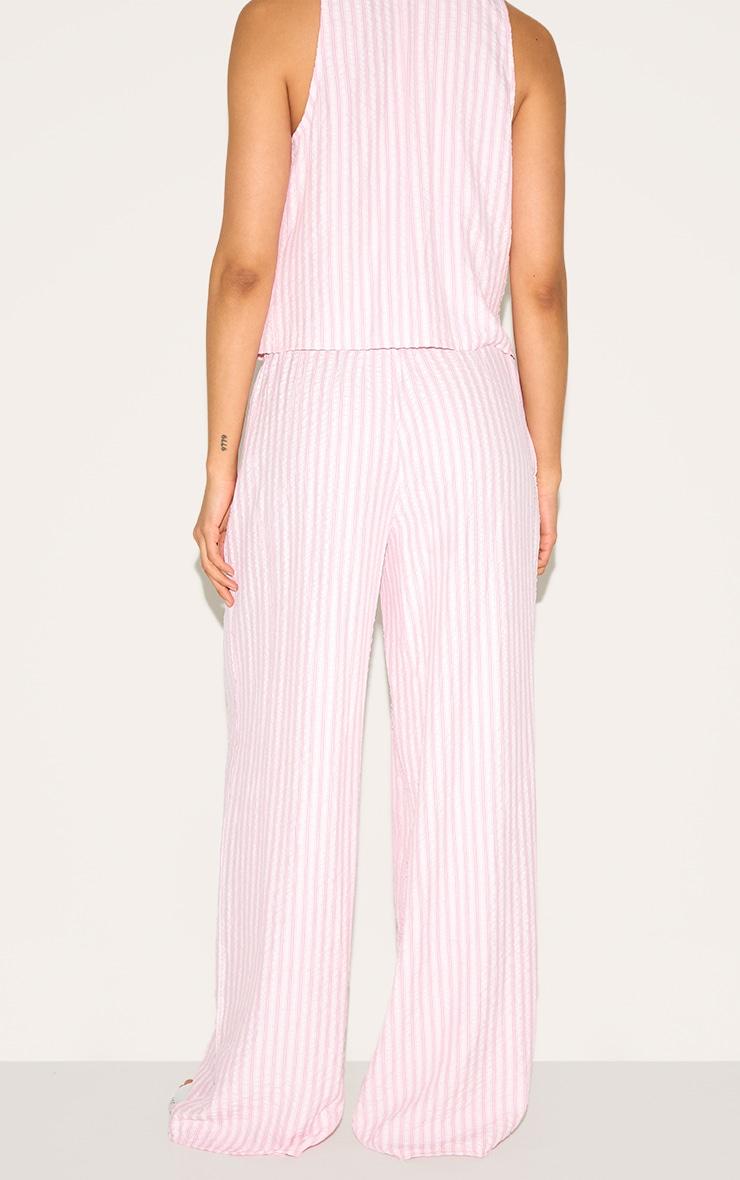 Pink Striped Tie Waist Straight Leg Pant Product Image
