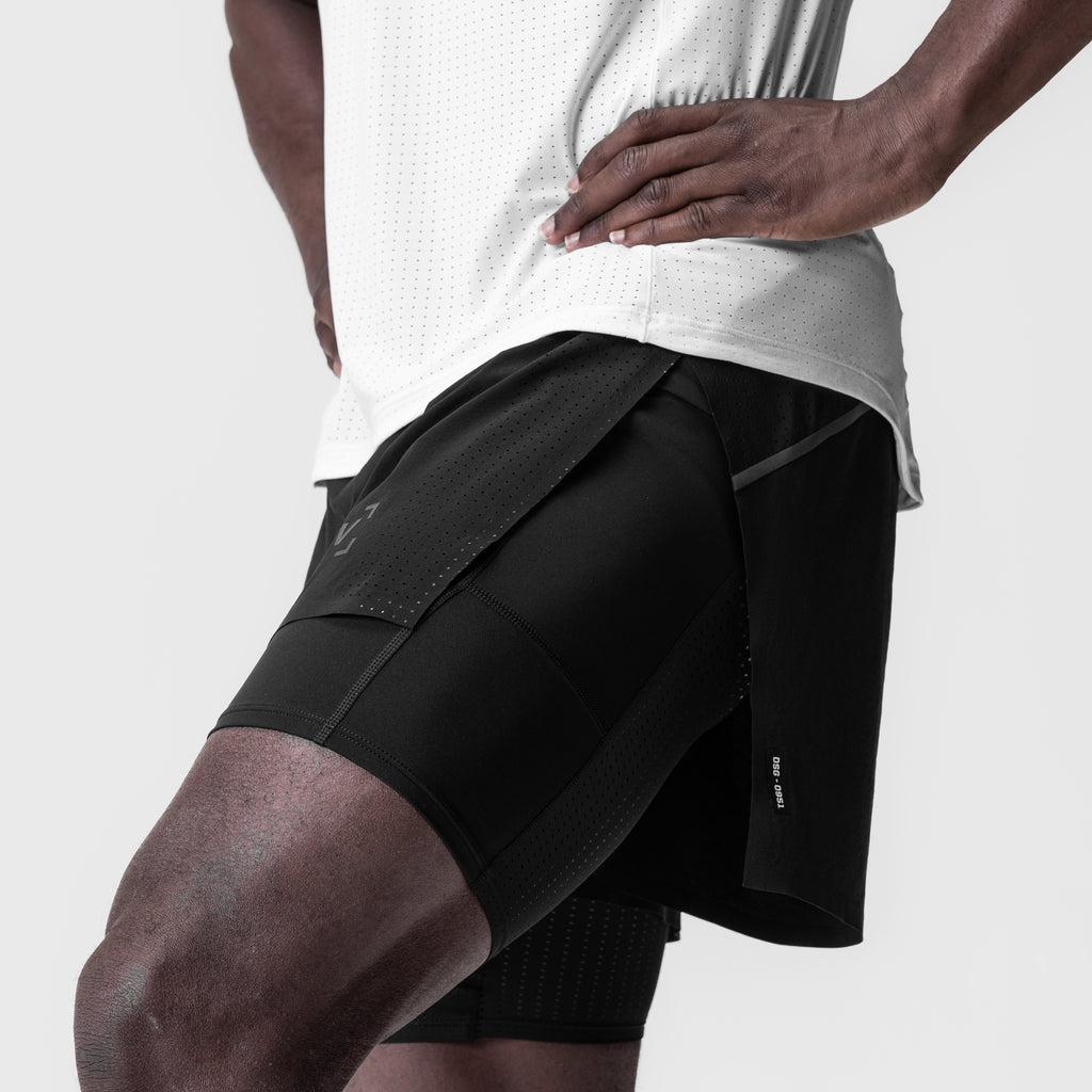 0951. Aerotex™ 4" High Split Liner Short - Black/Black Male Product Image