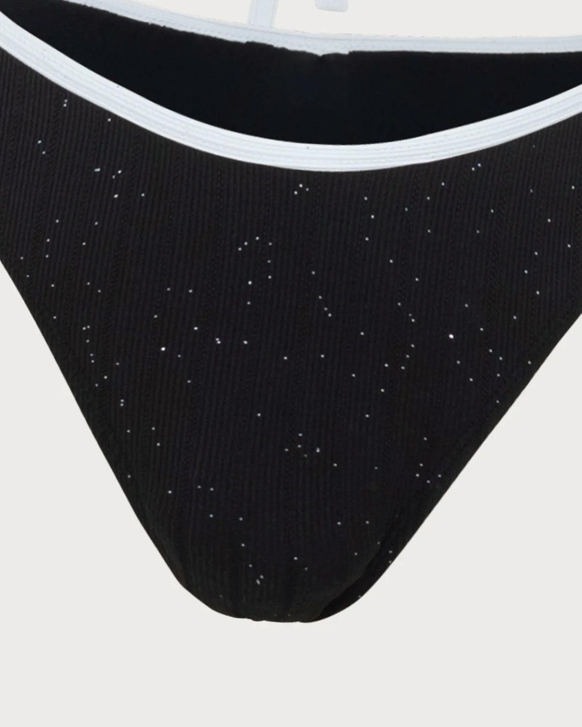 Black Contrast Sequins Bikini Set Product Image