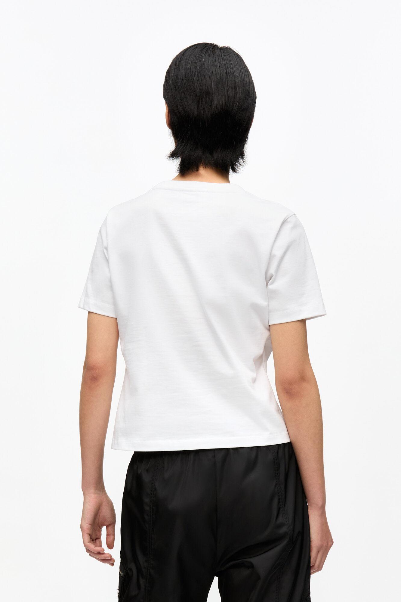 White Cropped Heart T-Shirt Product Image