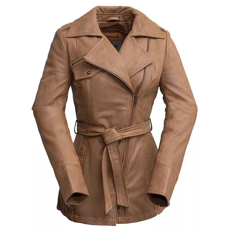 Women's Whet Blu Leather Trench Coat,  Product Image