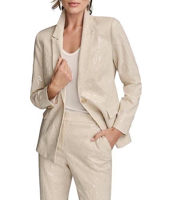Donna Karan Notch Collar Embellished 1-Button Jacket Product Image