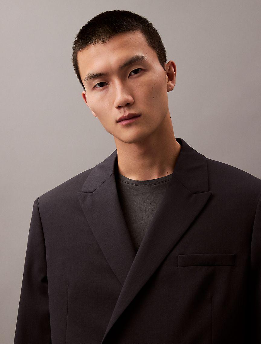 Double-Breasted Wool Gabardine Blend Blazer Product Image