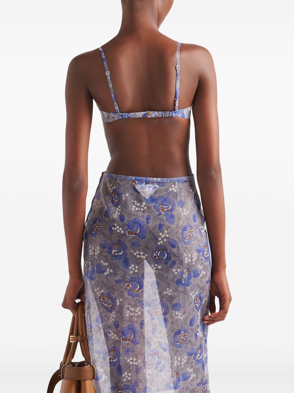 floral-print lace-trim bra Product Image