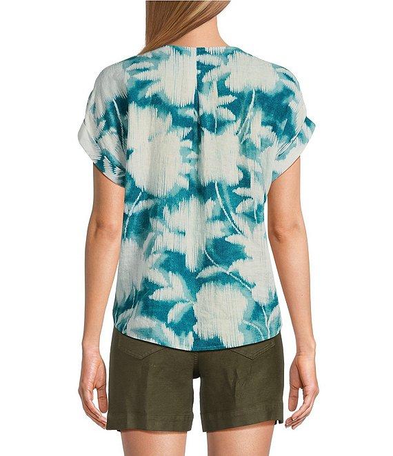 Westbound Enchanted Garden Short Sleeve V-Neck Tie Front Top Product Image