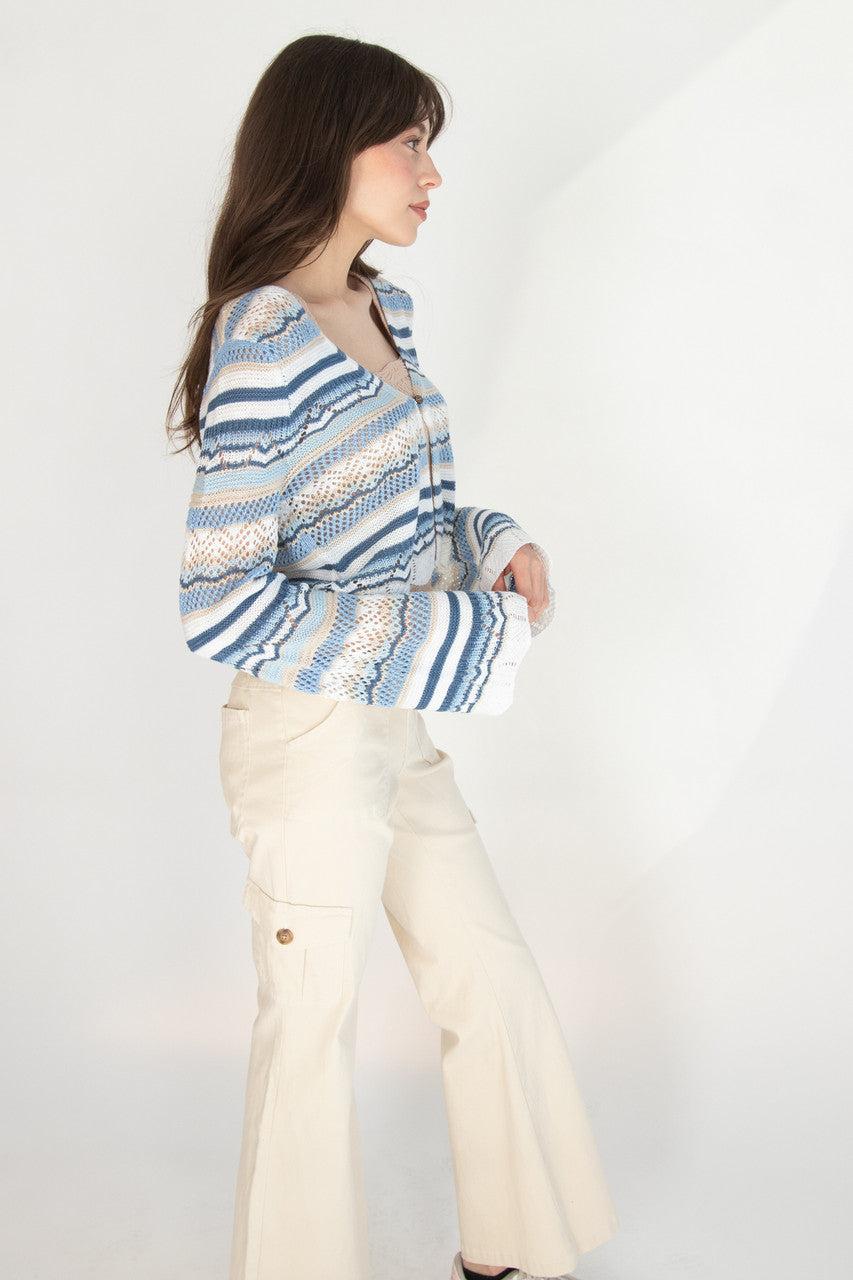 Striped Pointelle Cardigan Product Image