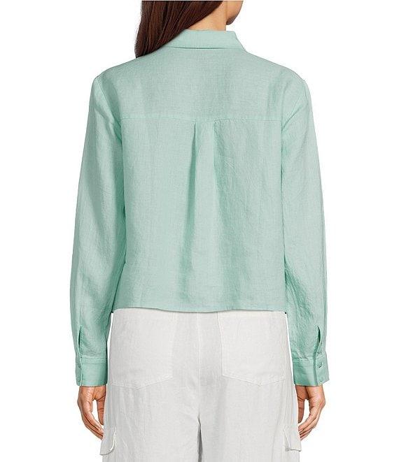 Eileen Fisher Organic Handkerchief Linen Point Collar Long Sleeve Short Shirt Product Image