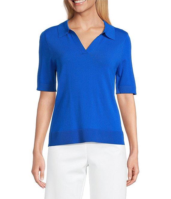 Investments Short Sleeve V-Neck Shirt Collar Top Product Image