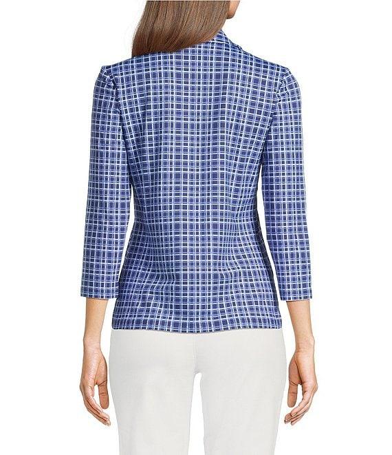 J.McLaughlin Aida Catalina Cloth Knit Point Collar 3/4 Sleeve Top Product Image