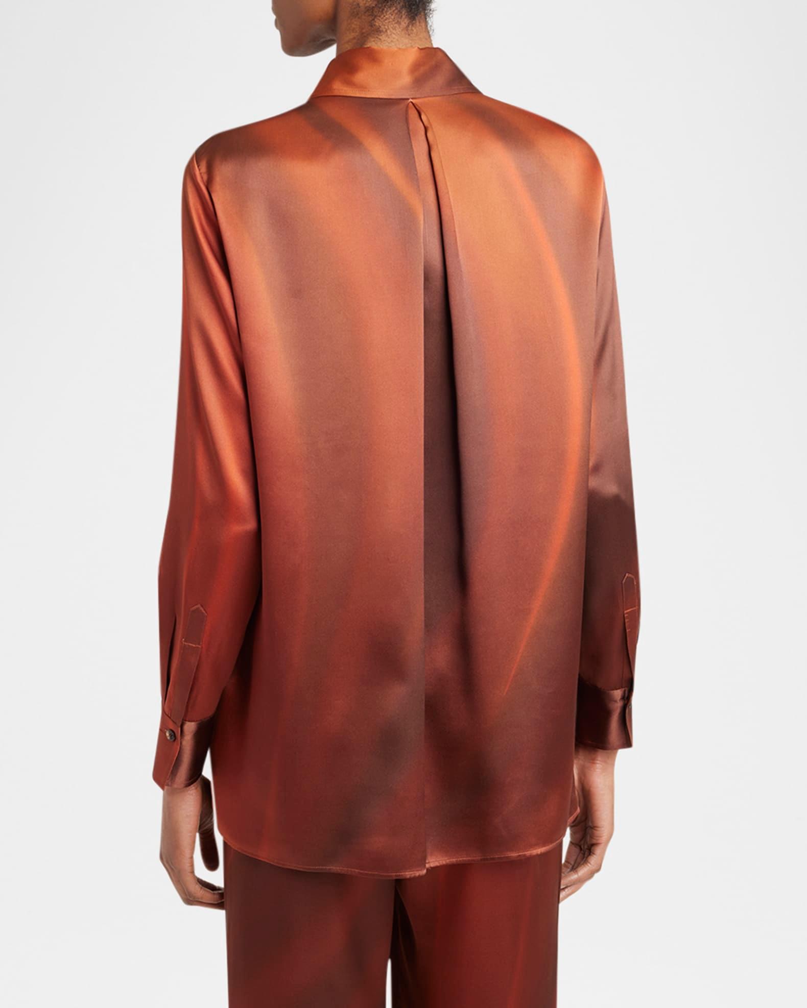 Abstract-Print Silk Button-Down Shirt Product Image