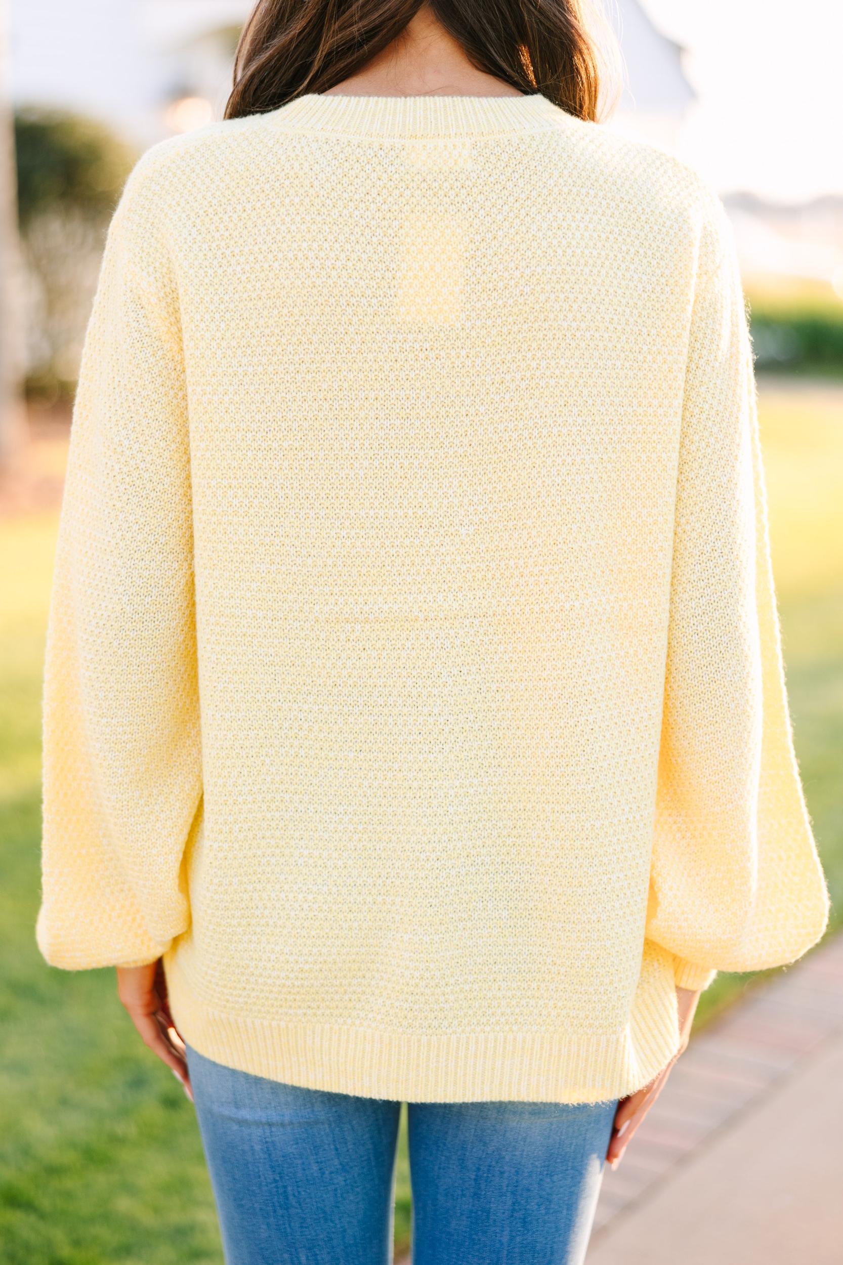 The Slouchy Yellow Bubble Sleeve Sweater Female Product Image