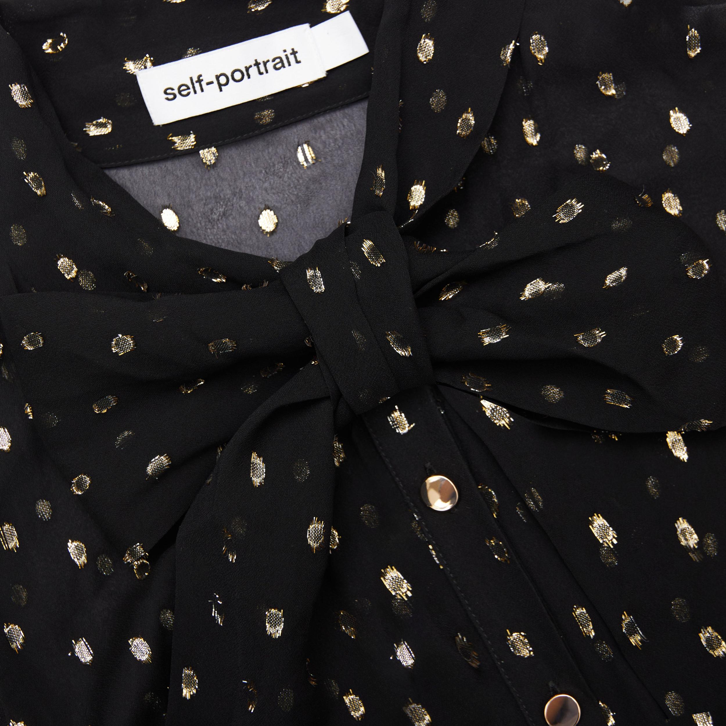 Black And Gold Pussy Bow Maxi Dress Product Image