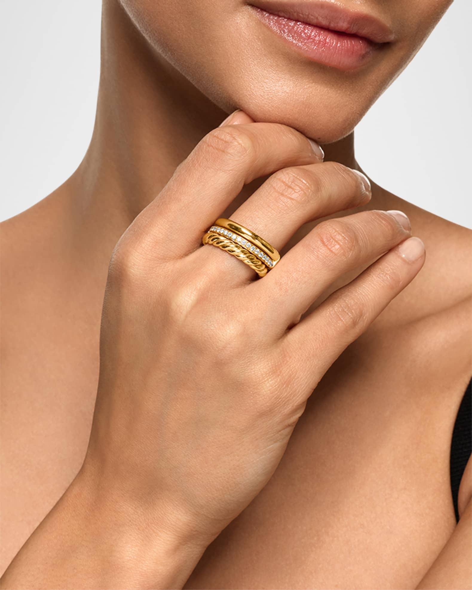 DY Mercer 3 Row Ring with Diamonds in 18K Gold, 9mm Product Image