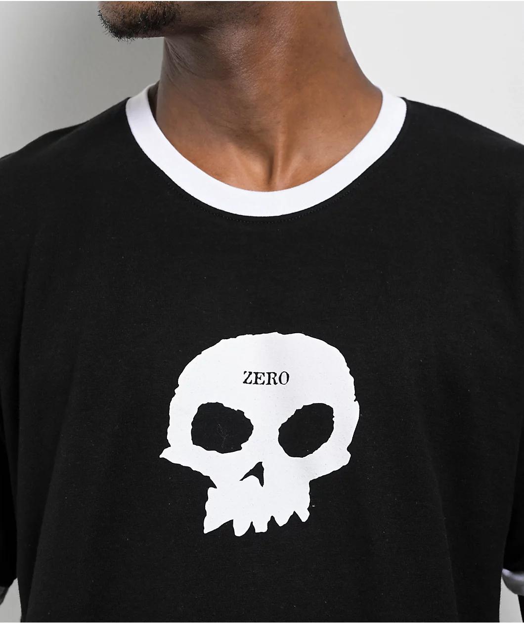 Zero Single Skull Ringer Black T-Shirt Product Image