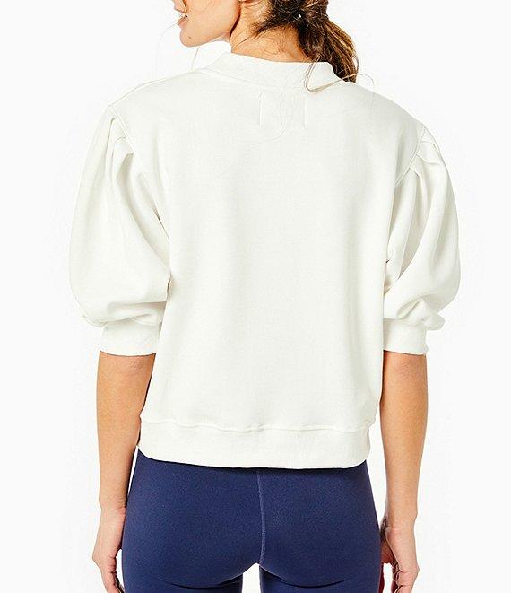 Addison Bay Short Puff Sleeve Cedar Pullover Sweatshirt Top Product Image