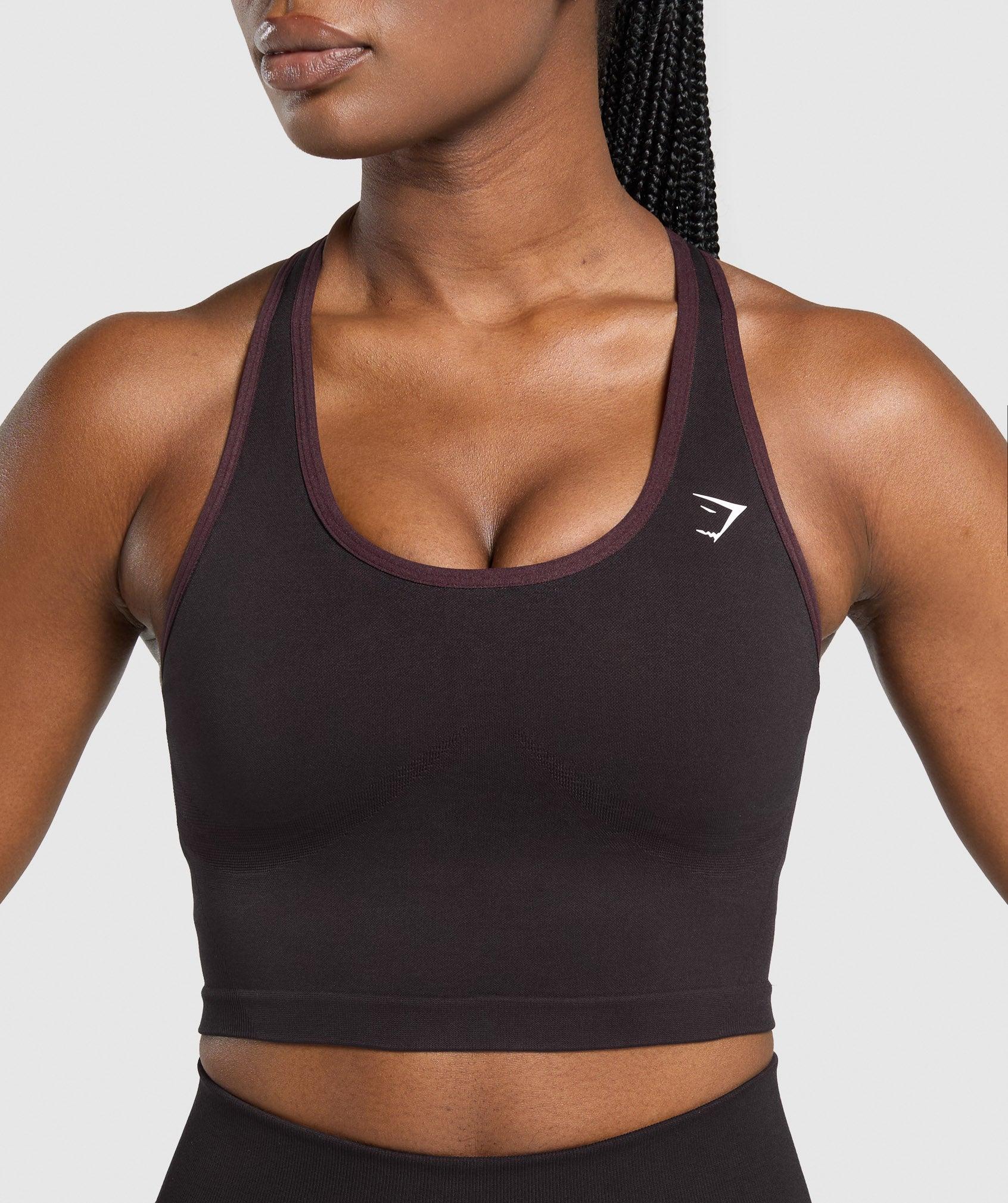 Gymshark Lift Seamless Midi Tank With Shelf - Depth Purple/Black Marl Female Product Image