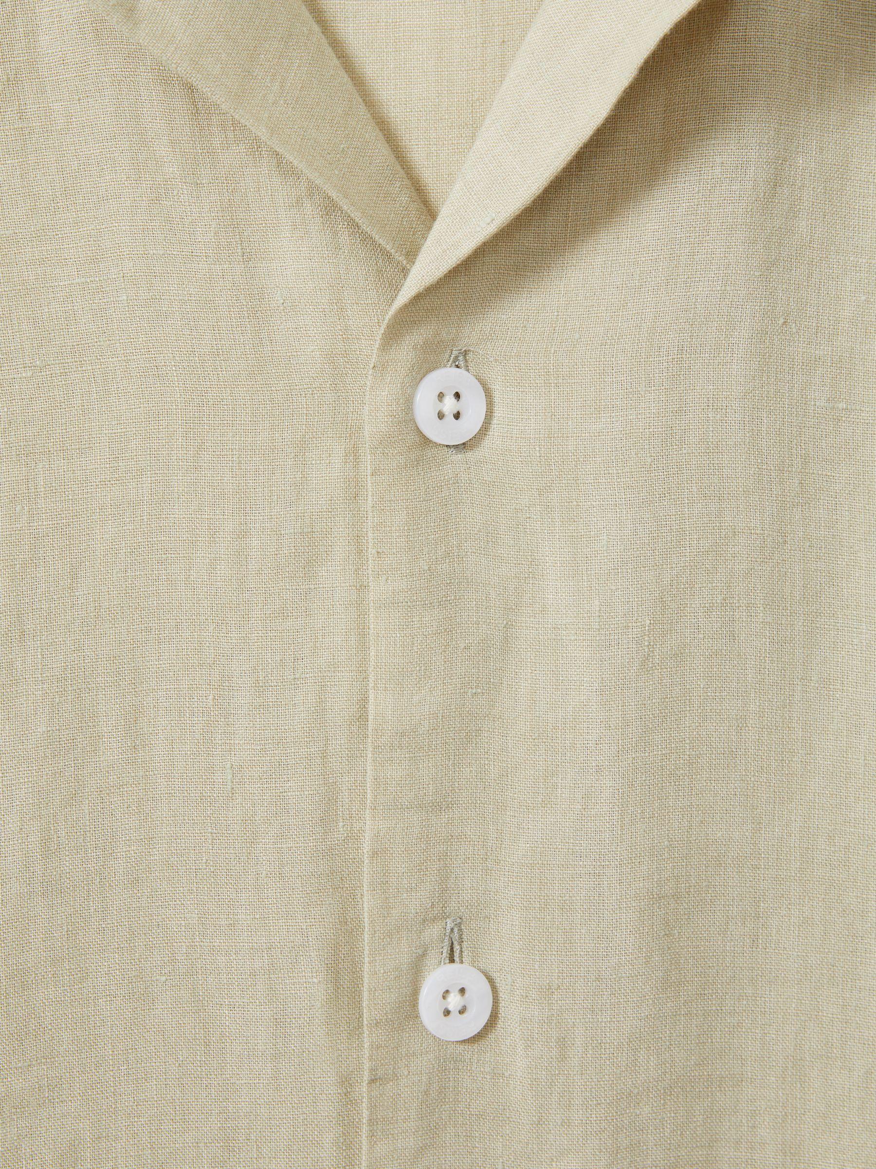 Relaxed Linen Cuban Collar Shirt in Chartreuse Product Image