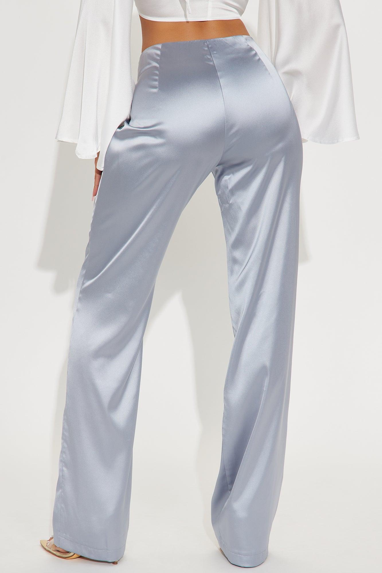 Amayah Satin Trouser - Silver Product Image