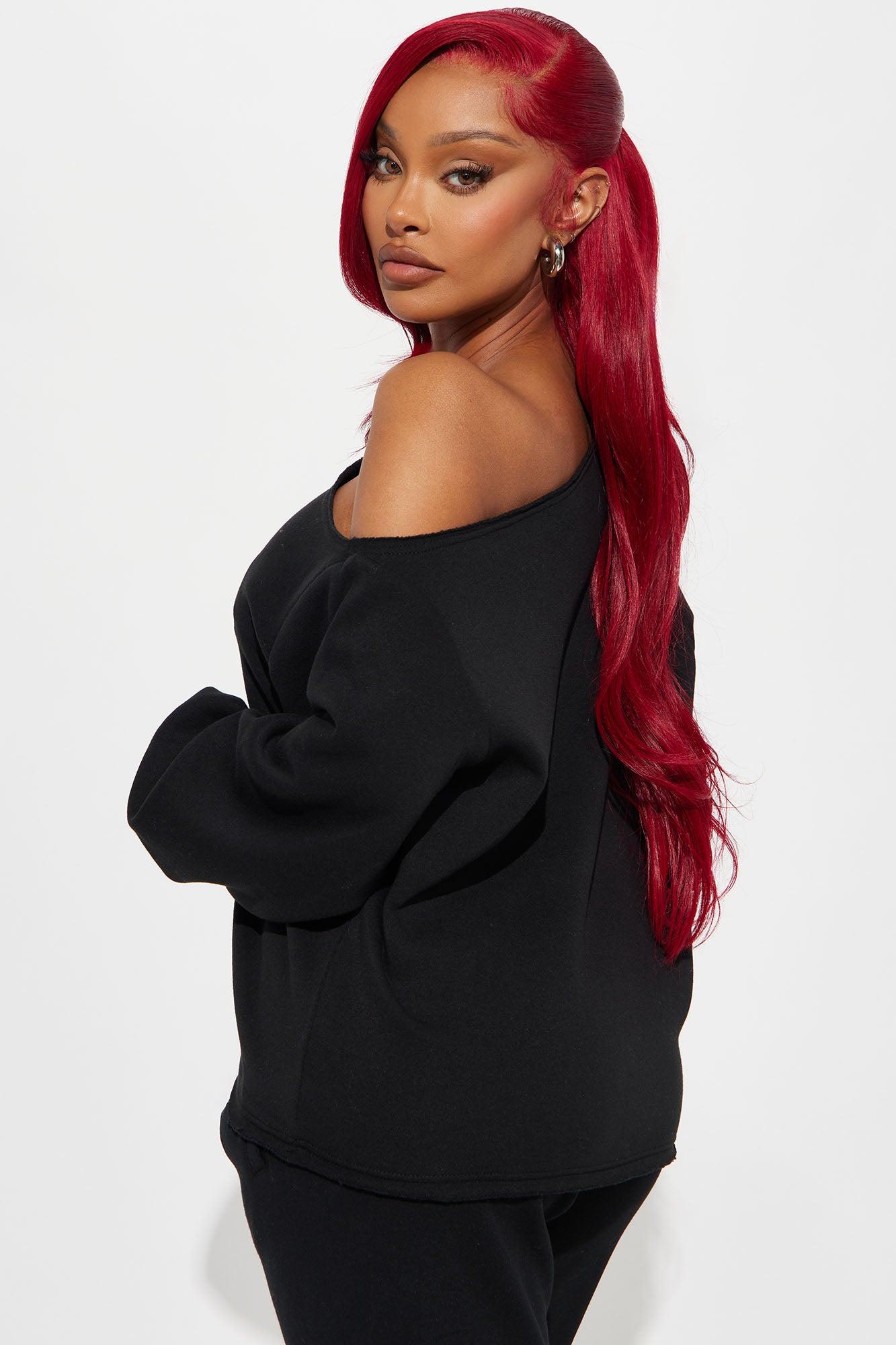 Von Dutch Classic Off Shoulder Sweatshirt - Black Product Image