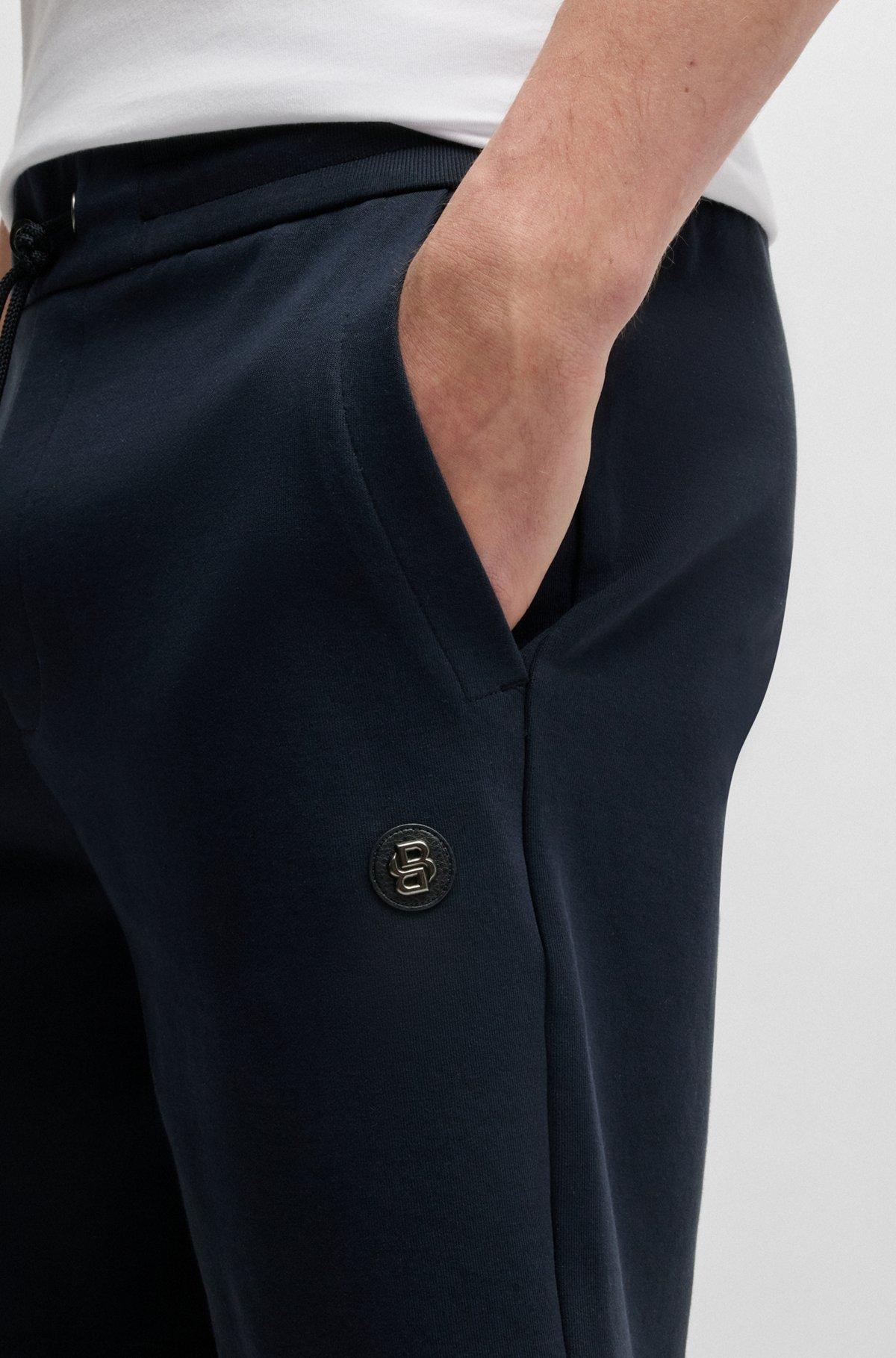 BOSS - Shorts with metallic Double B monogram - Dark Blue Product Image