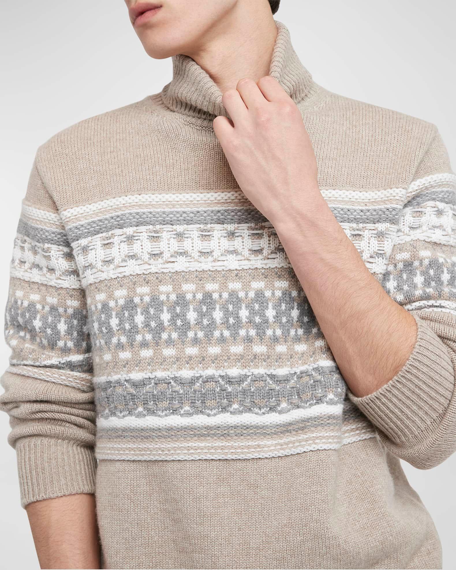 Men's Cashmere Jacquard Fair Isle Turtleneck Sweater Product Image
