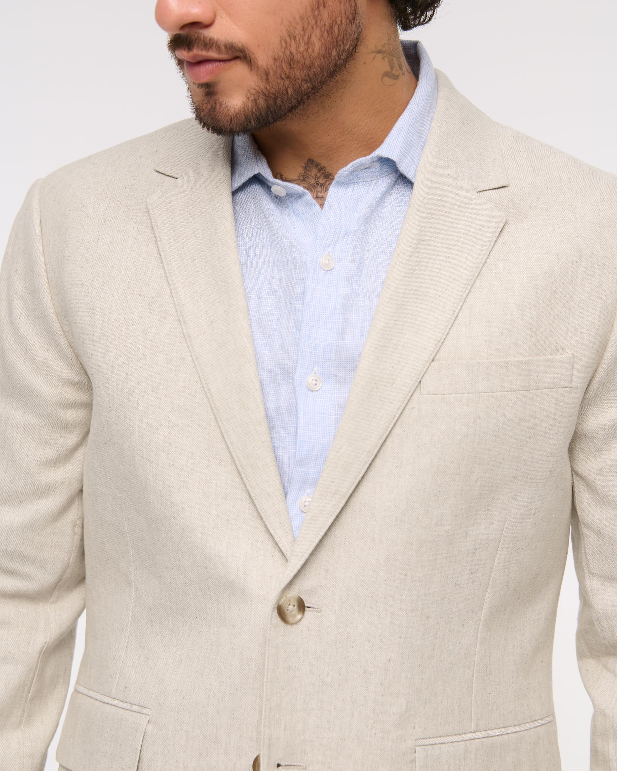 The A&F Collins Athletic Fit Linen-Blend Blazer Product Image